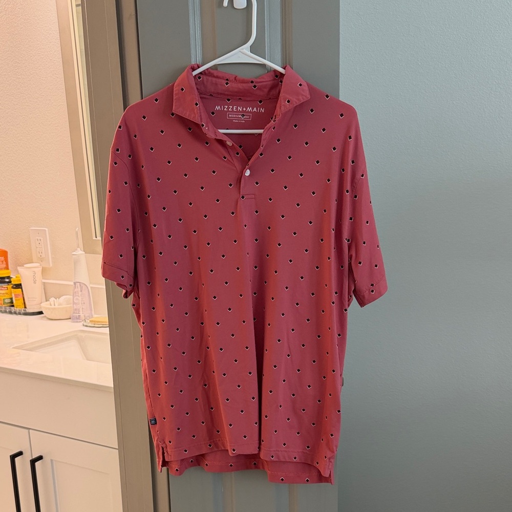 Mizzen+Main Men's Polo in Red with Pattern
